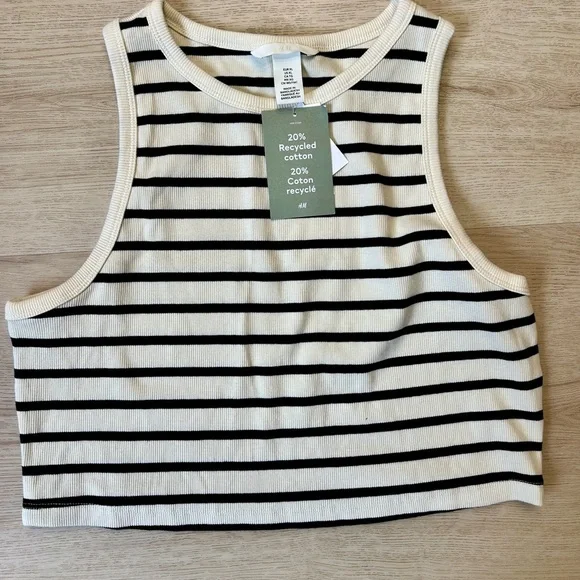 Women H&M Crop Stripe Tank XL - Picture 2 of 4